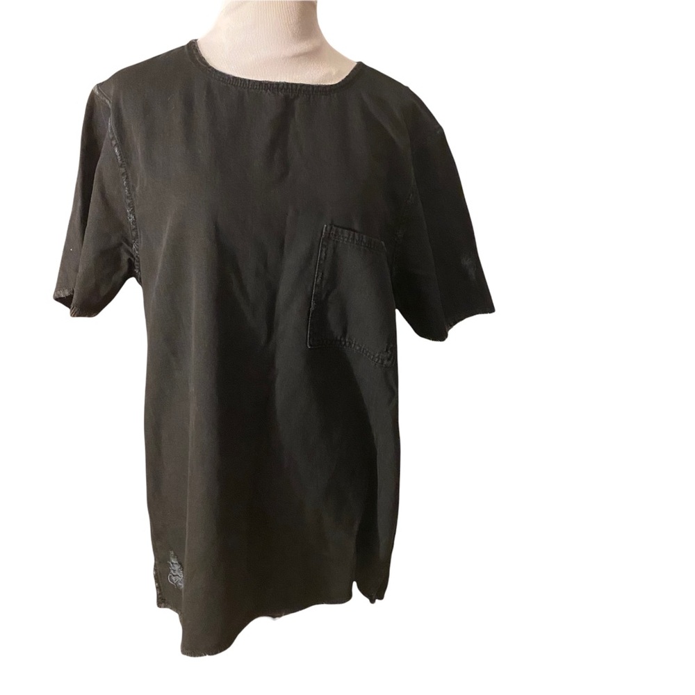 Zara Original Denim 1975 black raw hem top size large